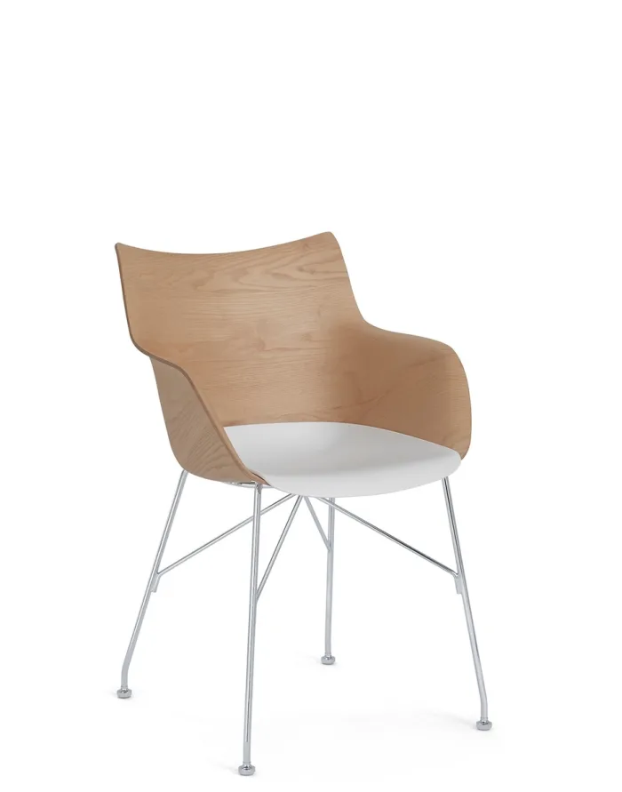KARTELL Q/WOOD SOFT SLATTED ASH 04914CC Legno Chiaro/Bianco/Cromo Design Philippe Starck - immagine 2