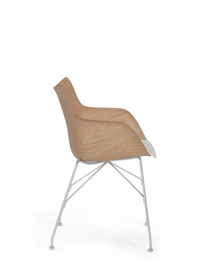 KARTELL Q/WOOD SOFT SLATTED ASH 04914CC Legno Chiaro/Bianco/Cromo Design Philippe Starck - immagine 3