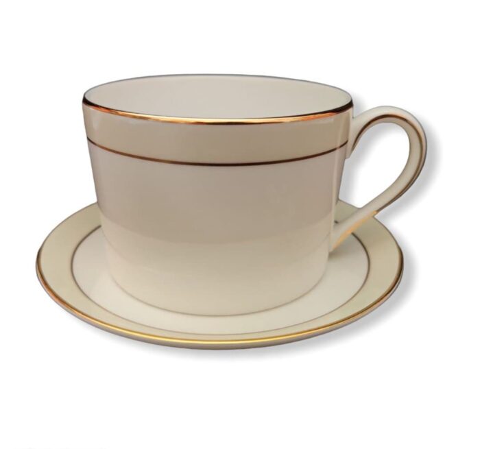 TAZZA TE' CON PIATTINO bone china wedgwood vera wang champagne duchesse fuori produzione