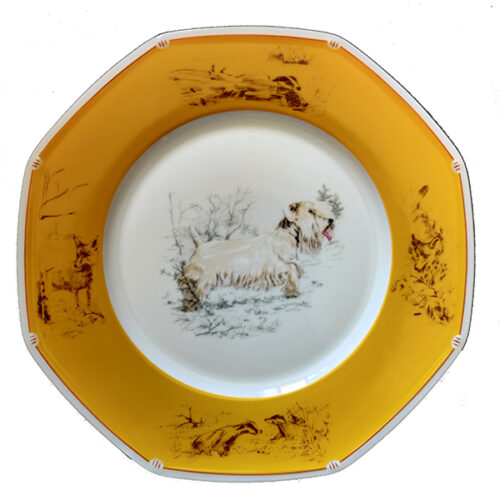 HERMES Chiens courants Piatto Piano Giallo Flat Plate Yellow.