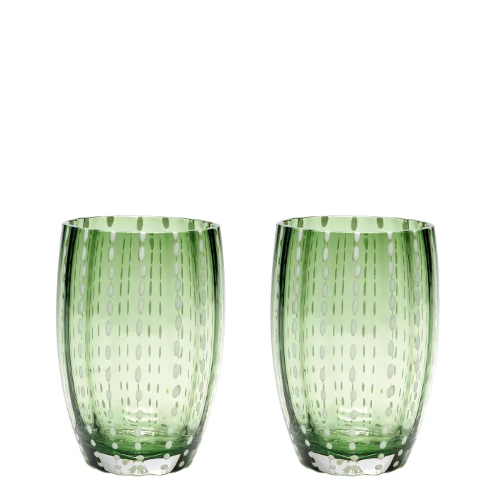 Zafferano Perle PR00125 Tumbler Vetro colorato Verde inglese (2 Pz)