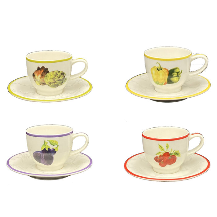 portmeirion mediterranean tazza caffè con piattino porcellana set 4