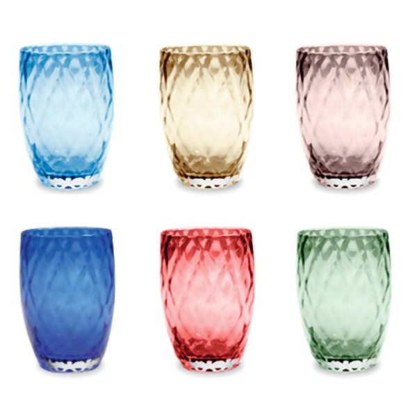 Bicchiere vetro Losanghe Colori Assortiti set 6 pezzi - Bellini Shop