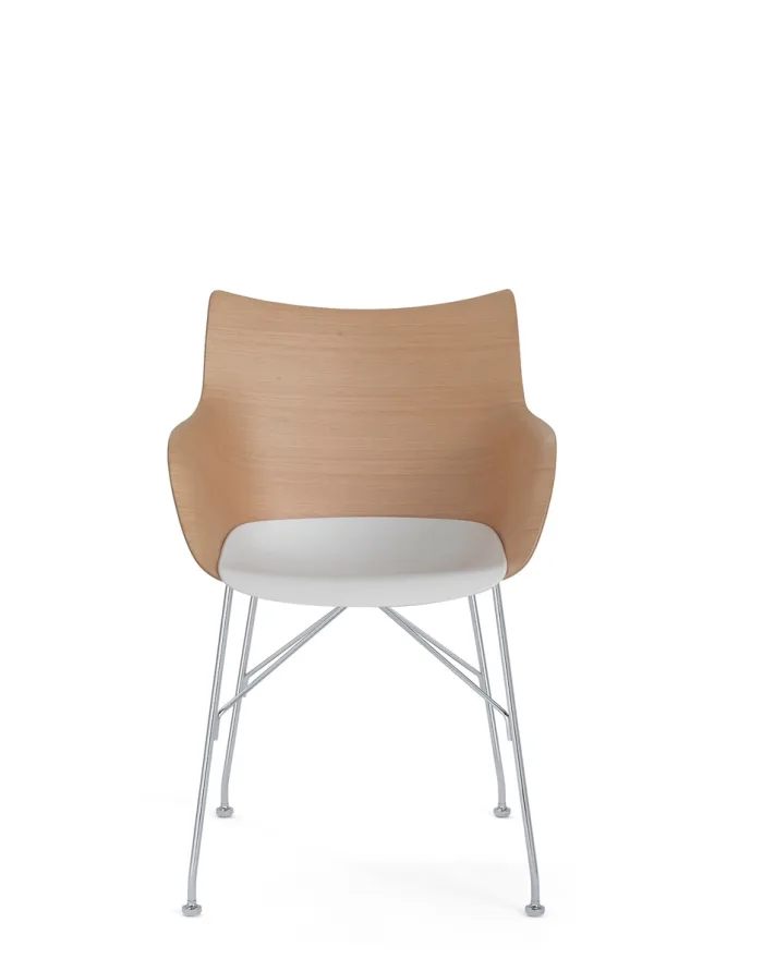 KARTELL Q/WOOD SOFT BASIC VENEER 04913CC Legno Chiaro/Bianco/Cromo Design Philippe Starck