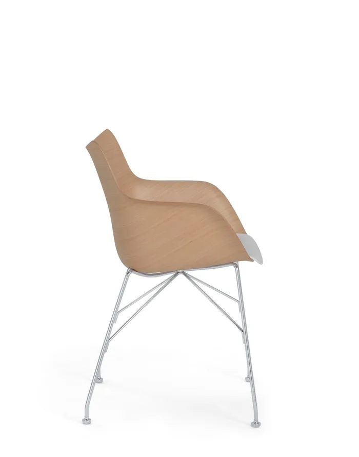 KARTELL Q/WOOD SOFT BASIC VENEER 04913CC Legno Chiaro/Bianco/Cromo Design Philippe Starck - immagine 3