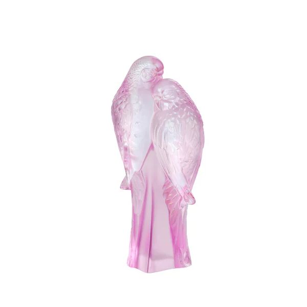 10802000 SCULTURA DI 2 PARROCCHETTI CRISTALLO ROSA BRILLANTE
