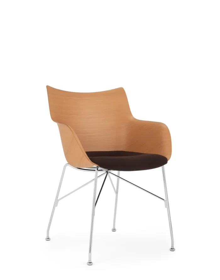 KARTELL Q/WOOD SOFT 05928C3 Legno Chiaro/Marrone/Cromo Design Philippe Starck - immagine 2