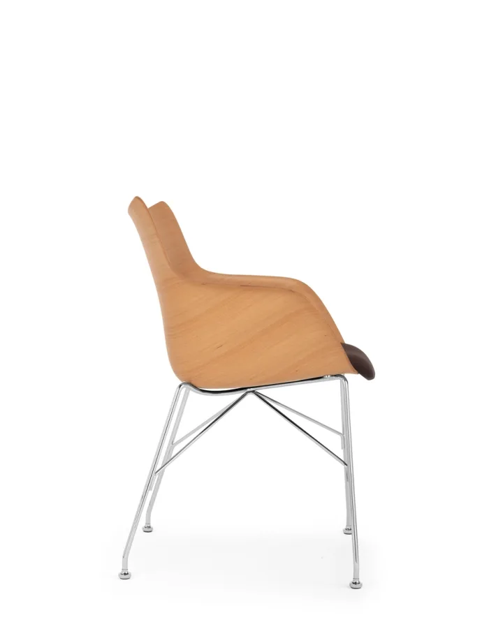 KARTELL Q/WOOD SOFT 05928C3 Legno Chiaro/Marrone/Cromo Design Philippe Starck - immagine 3