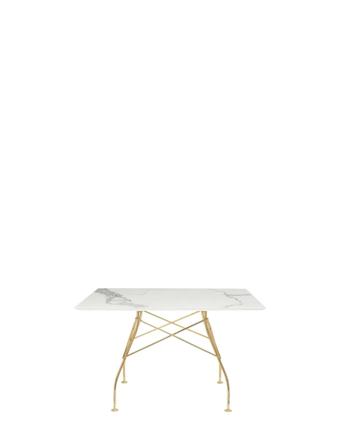 KARTELL GLOSSY 4594 Tavolo Quadrato 118x118cm Bianco/Oro Design Antonio Citterio con Oliver Löw
