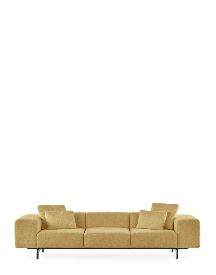 LARGO 7160 Divano Tre Posti Versione su Richiesta Resistente al Fuoco Tessuto Curly Giallo Acido di Piero Lissoni