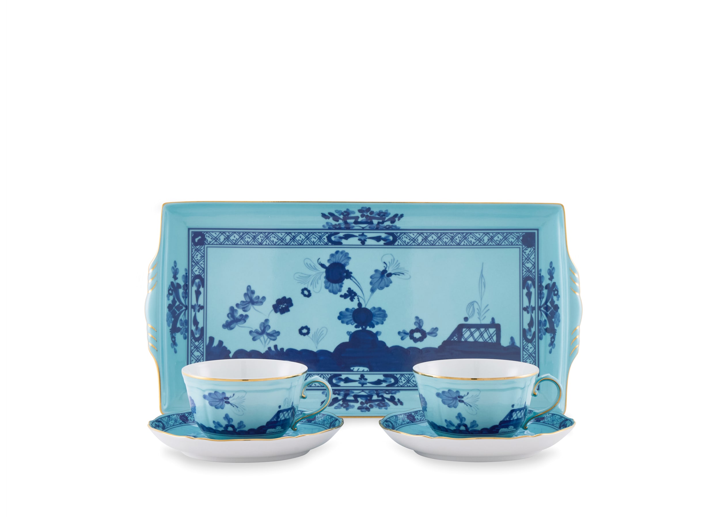 RICHARD GINORI ORIENTE ITALIANO Servizio da tè per 2 con vassoio Oriente Italiano Iris