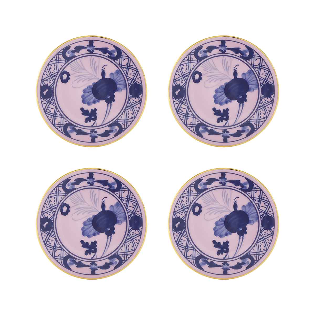 RICHARD GINORI ORIENTE ITALIANO Set 4 sottobicchieri Oriente Italiano Azalea forma Antico Doccia