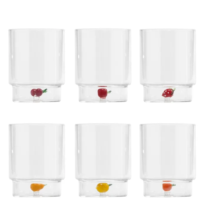 Zafferano Teca Frutta TE00198 Tumbler Vetro colorato Conf. 6 colori assortiti